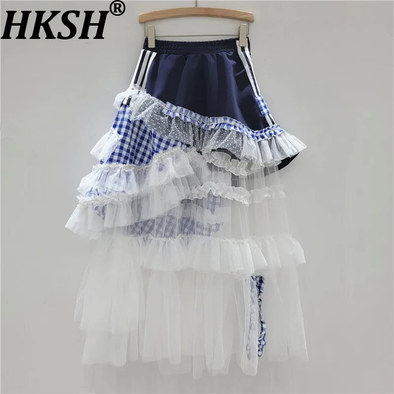 HKSH Summer New Women Sweet Chic Skirt Layered Mesh Patchwork Plaid Contrast Color Pleated Korean High Street Tide Skirts HK8989
HKSH Summer New Women Sweet Chic Skirt Layered Mesh Patchwork Plaid Contrast Color Pleated Korean High Street Tide Skirts HK8989