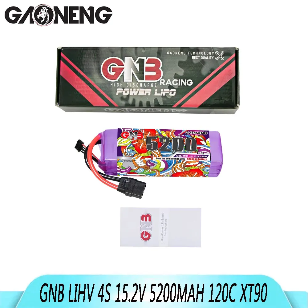 Литиевая батарея GAONENG GNB LiHV 4S 15,2 В, 5200 мАч, 120C с разъемом XT90, подходит для дронов и квадрокоптеров FPV.
Литиевая батарея GAONENG GNB LiHV 4S 15,2 В, 5200 мАч, 120C с разъемом XT90, подходит для дронов и квадрокоптеров FPV.