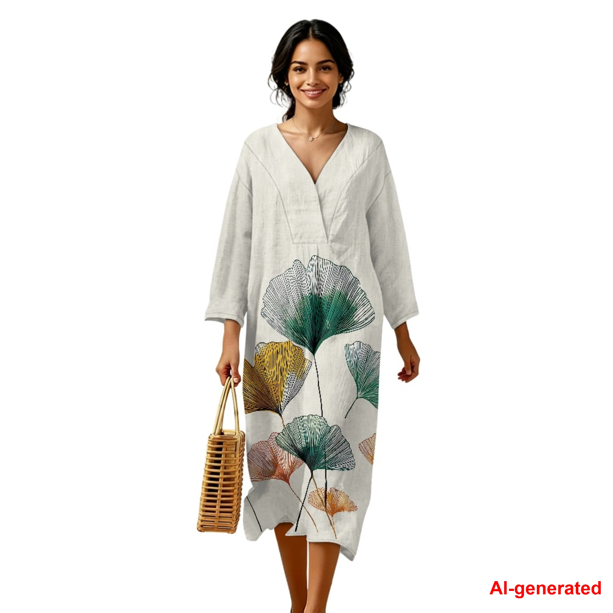 INSTANTARTS Women's Linen Loose Dress Ginkgo Leaves Dress for Women Long Sleeve Sundress V Neck Womens TunicWomen's Midi Dress
INSTANTARTS Women's Linen Loose Dress Ginkgo Leaves Dress for Women Long Sleeve Sundress V Neck Womens TunicWomen's Midi Dress