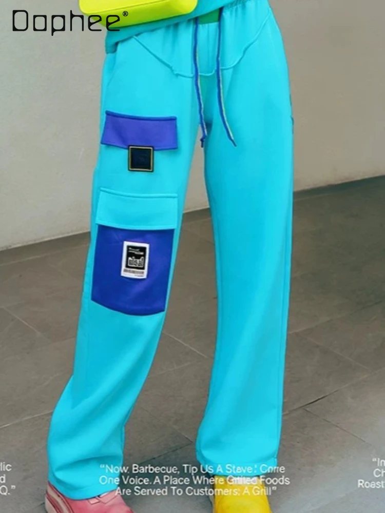Lake Blue Color Alphabet Patch Casual Pants Spring New Contrasting Colors Mix and Match Loose Straight Sweatpants Women
Lake Blue Color Alphabet Patch Casual Pants Spring New Contrasting Colors Mix and Match Loose Straight Sweatpants Women