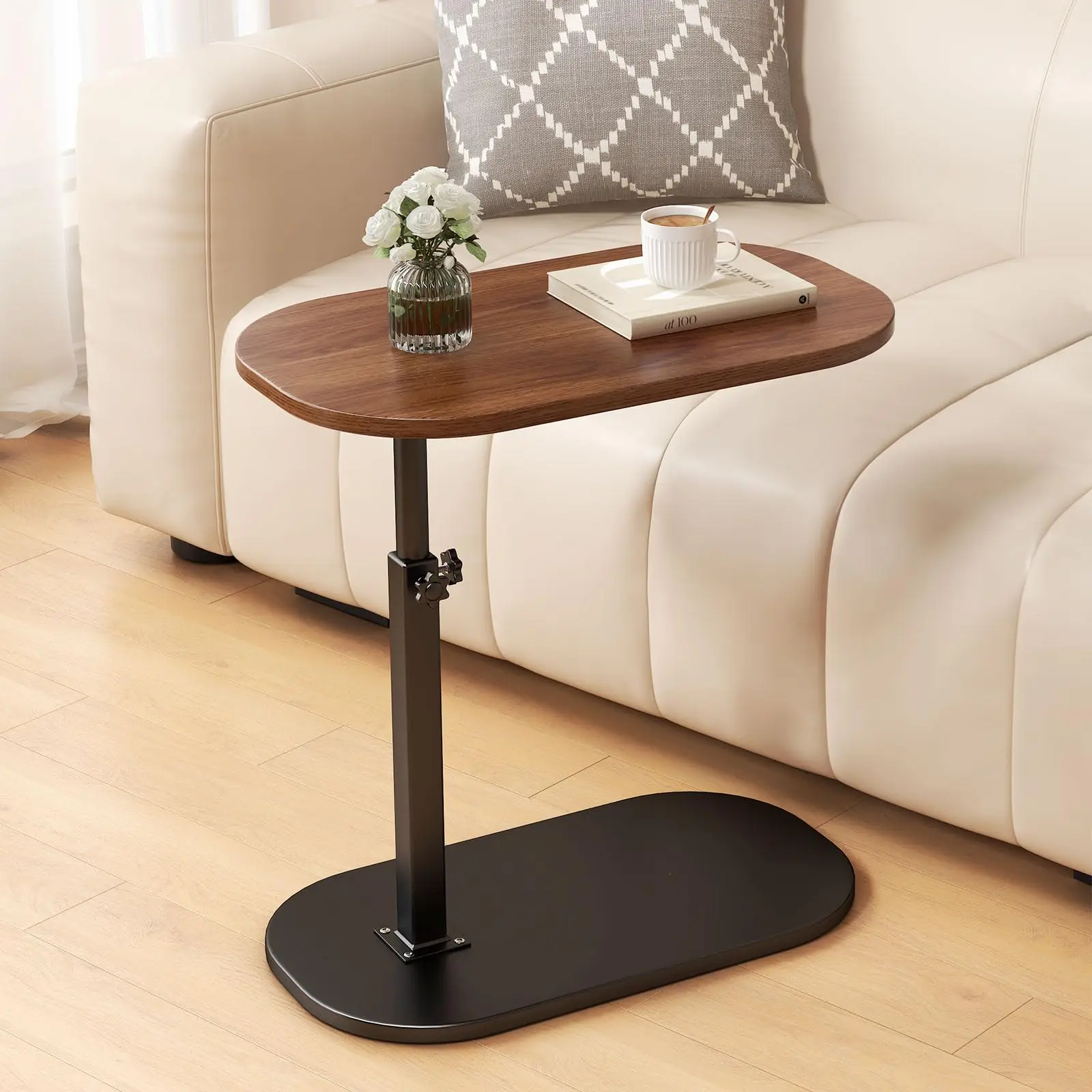 Walnut Finish C-Shape Adjustable Height Side Table With 360 Degree Swivel Base, Slide-Under Design For Sofa Or Bed
Walnut Finish C-Shape Adjustable Height Side Table With 360 Degree Swivel Base, Slide-Under Design For Sofa Or Bed