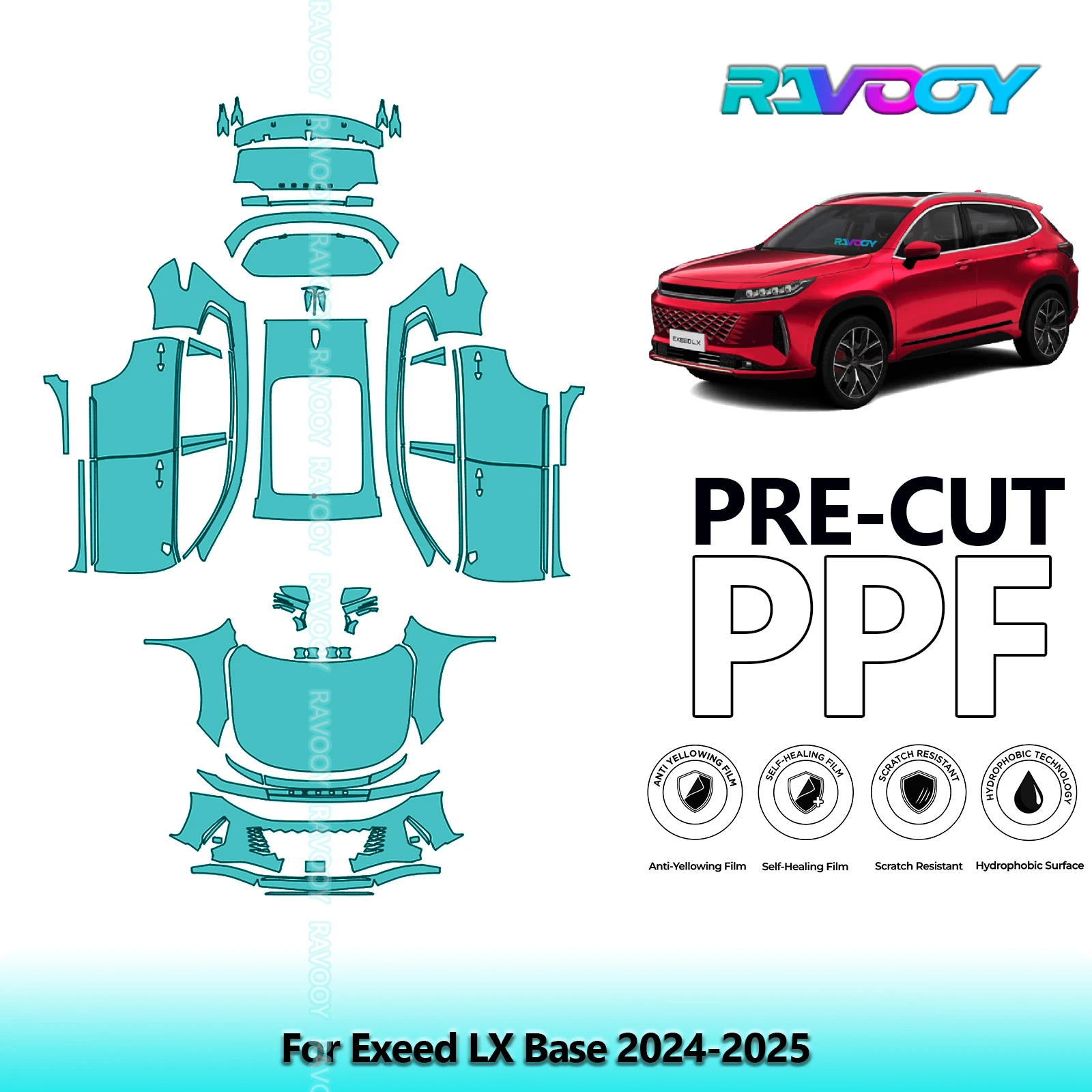 Full Vehicle Clear Bra Precut PPF Paint Protection Film For Exeed LX Base 2024-2025
Full Vehicle Clear Bra Precut PPF Paint Protection Film For Exeed LX Base 2024-2025