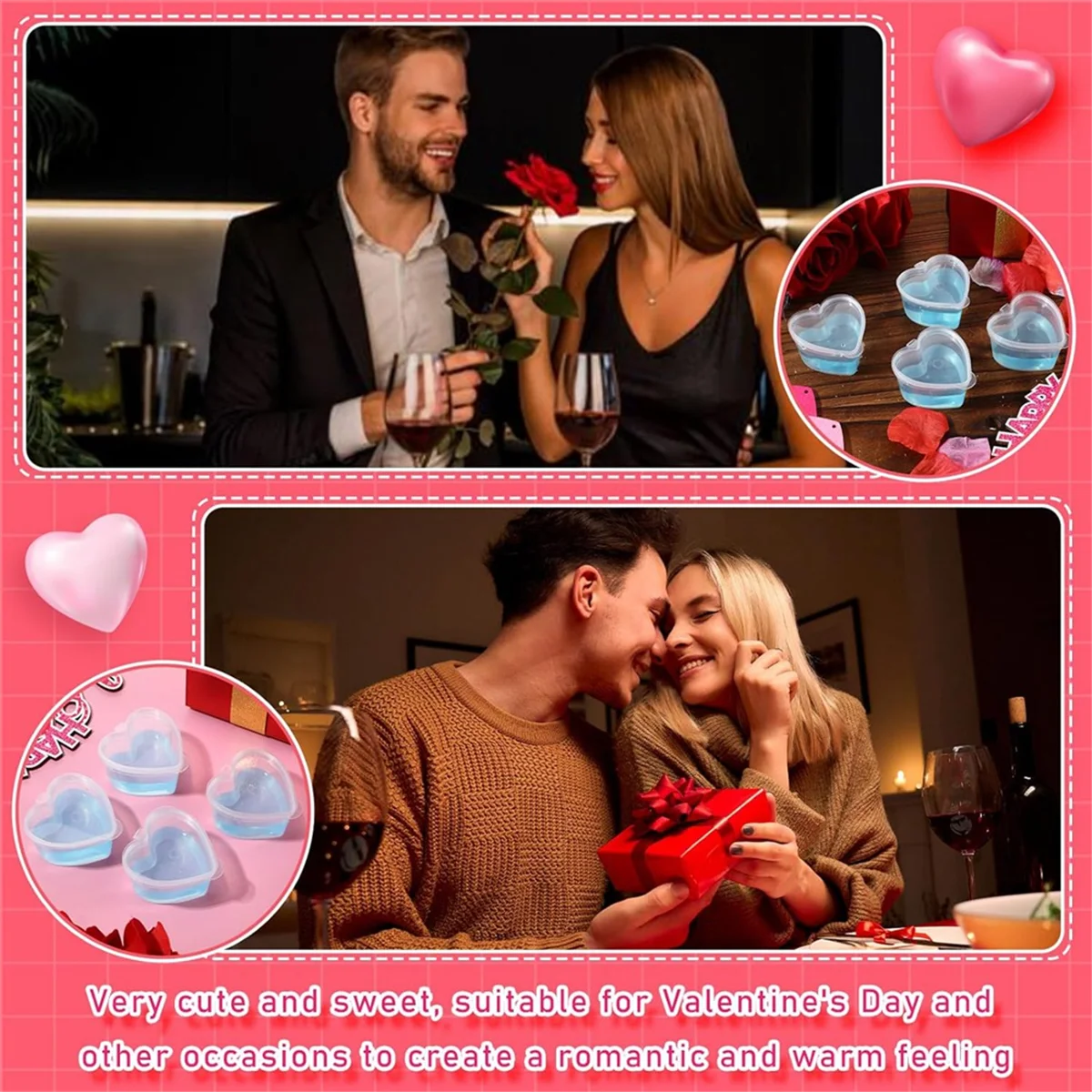 JUF-100 Pcs Valentine's Day Heart Shaped Storage Containers 1.7 Oz Plastic Mini Heart Box Clear Food Storage
JUF-100 Pcs Valentine's Day Heart Shaped Storage Containers 1.7 Oz Plastic Mini Heart Box Clear Food Storage
