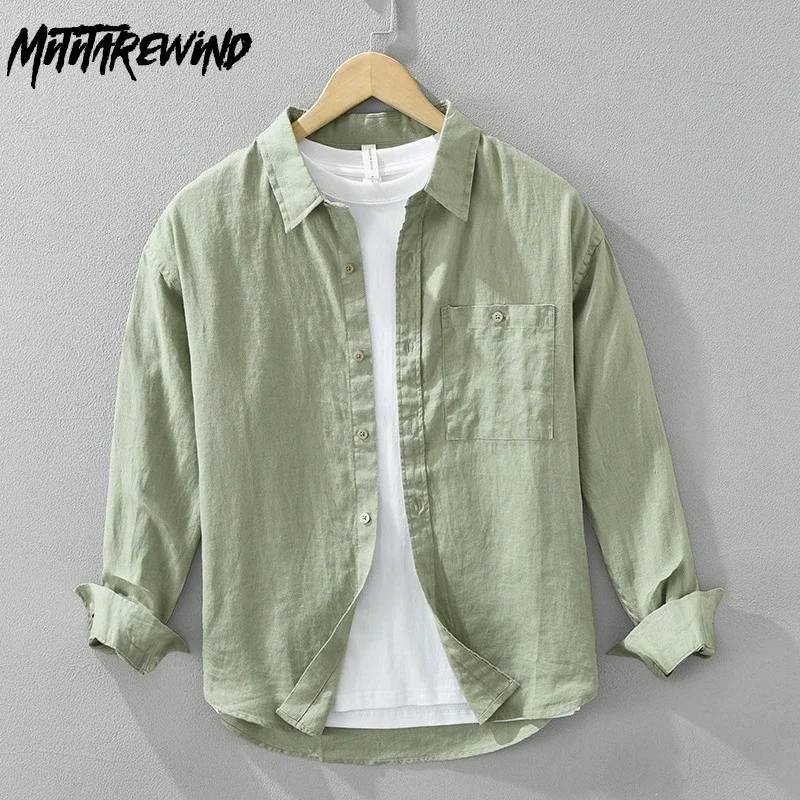 Fresh 100% Linen Shirts Men Spring Summer Beach Tops Man Casual Solid Lapel Pocket Long Sleeve Mens Shirts Japan Simple Clothes
Fresh 100% Linen Shirts Men Spring Summer Beach Tops Man Casual Solid Lapel Pocket Long Sleeve Mens Shirts Japan Simple Clothes