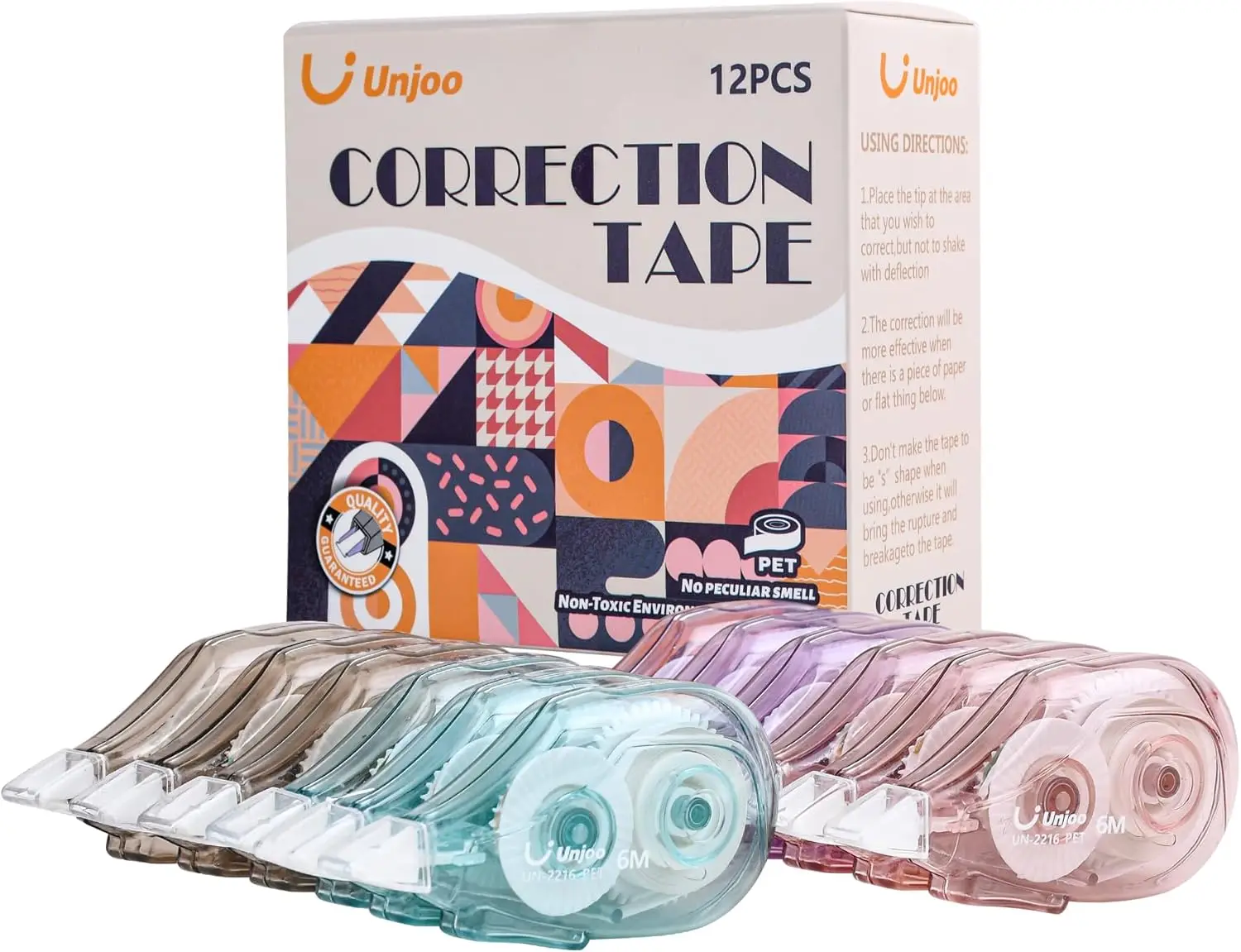 White Correction Tape Dispenser, 12-Pack, Easy to Use, Fast Drying, Tear-Resistant for School & Office (6m/256in, 4 Colors, 0.2in Wide)
White Correction Tape Dispenser, 12-Pack, Easy to Use, Fast Drying, Tear-Resistant for School & Office (6m/256in, 4 Colors, 0.2in Wide)
