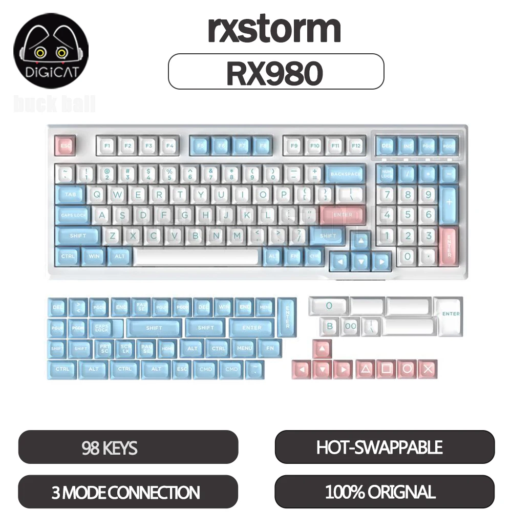 RXSTORM RX980 Mechanical Keyboard 3mode USB/2.4G/Bluetooth Wireless Keyboard Hot Swap RGB Light 98key Office Gamer Keyboard Gift
RXSTORM RX980 Mechanical Keyboard 3mode USB/2.4G/Bluetooth Wireless Keyboard Hot Swap RGB Light 98key Office Gamer Keyboard Gift