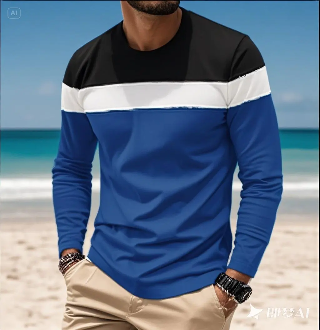 Spring Autumn Fashion Men Long Sleeve Round Neck Splicing T-shirt Business Anti Wrinkle Street Wear versatile Casual Top trend
Spring Autumn Fashion Men Long Sleeve Round Neck Splicing T-shirt Business Anti Wrinkle Street Wear versatile Casual Top trend