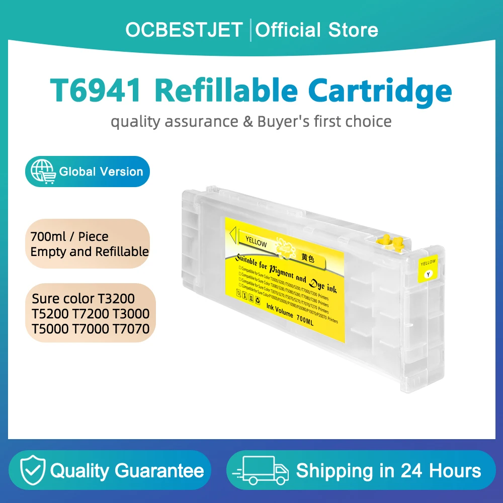 Многоразовый картридж для чернил T6941 - T6945, 700 мл, для принтеров Epson SureColor T3200 T5200 T7200 T3270 T5270 T7270 T3000 T5000 T7000
Многоразовый картридж для чернил T6941 - T6945, 700 мл, для принтеров Epson SureColor T3200 T5200 T7200 T3270 T5270 T7270 T3000 T5000 T7000