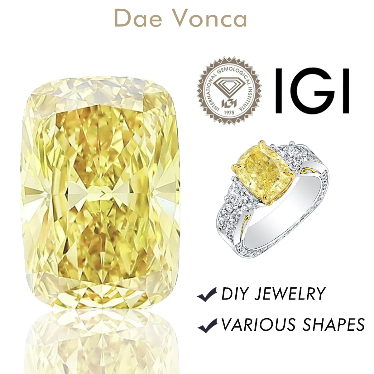 1.0-2.0ct Yellow Cushion Lab Created Diamonds HPHT/CVD Fancy Yellow Lab Grown Diamonds IGI Certificate Diamonds For Jewelry Made
1.0-2.0ct Yellow Cushion Lab Created Diamonds HPHT/CVD Fancy Yellow Lab Grown Diamonds IGI Certificate Diamonds For Jewelry Made