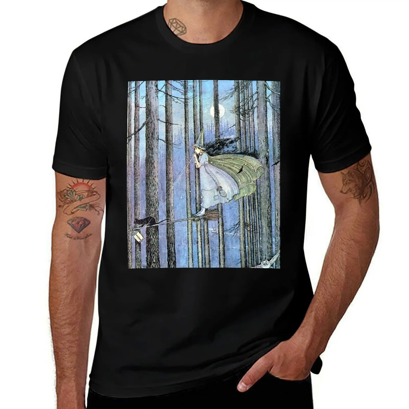 Witch and Cat on Broom - Ida Rentoul Outhwaite T-Shirt plus size tops topping oversized graphic tee fitted t shirts for men
Witch and Cat on Broom - Ida Rentoul Outhwaite T-Shirt plus size tops topping oversized graphic tee fitted t shirts for men