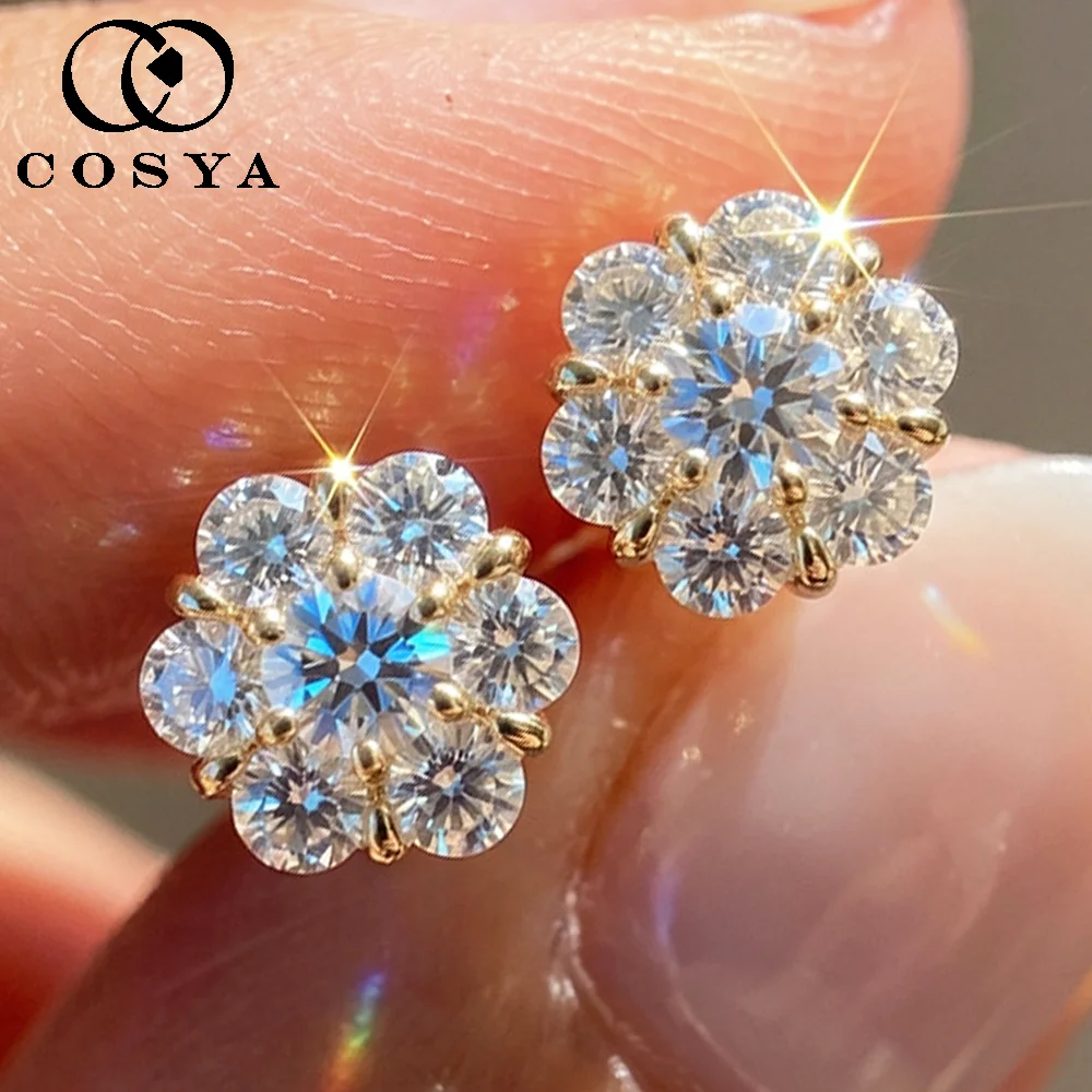 COSYA Full Moissanite Stud Earrings For Women S925 Silver 18k Plated D Color VVS1 Lab Diamond Wedding Fine Sparkling Jewelry
COSYA Full Moissanite Stud Earrings For Women S925 Silver 18k Plated D Color VVS1 Lab Diamond Wedding Fine Sparkling Jewelry