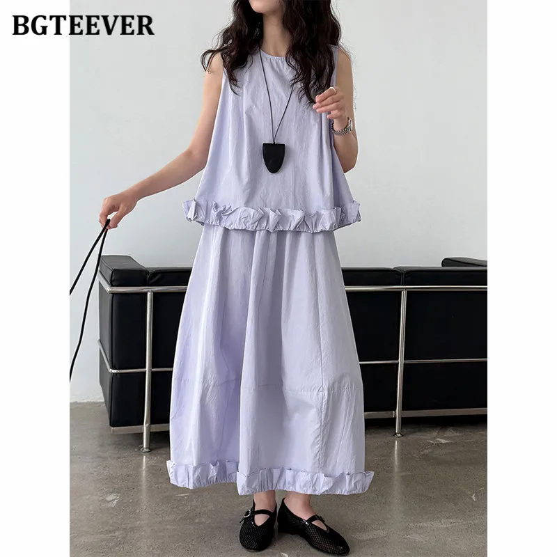 BGTEEVER 100% Cotton Women Skirts Set Summer Ruffles Camisole and Mid-Length Skirts
BGTEEVER 100% Cotton Women Skirts Set Summer Ruffles Camisole and Mid-Length Skirts