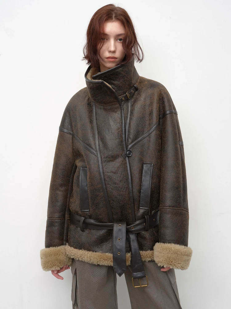 High-end Luxury Merino Sheep Fur Winter Motorcylce Jacket for Women 2026 High-end Simple Genuine Leather Real Fur Coat with Belt
High-end Luxury Merino Sheep Fur Winter Motorcylce Jacket for Women 2026 High-end Simple Genuine Leather Real Fur Coat with Belt