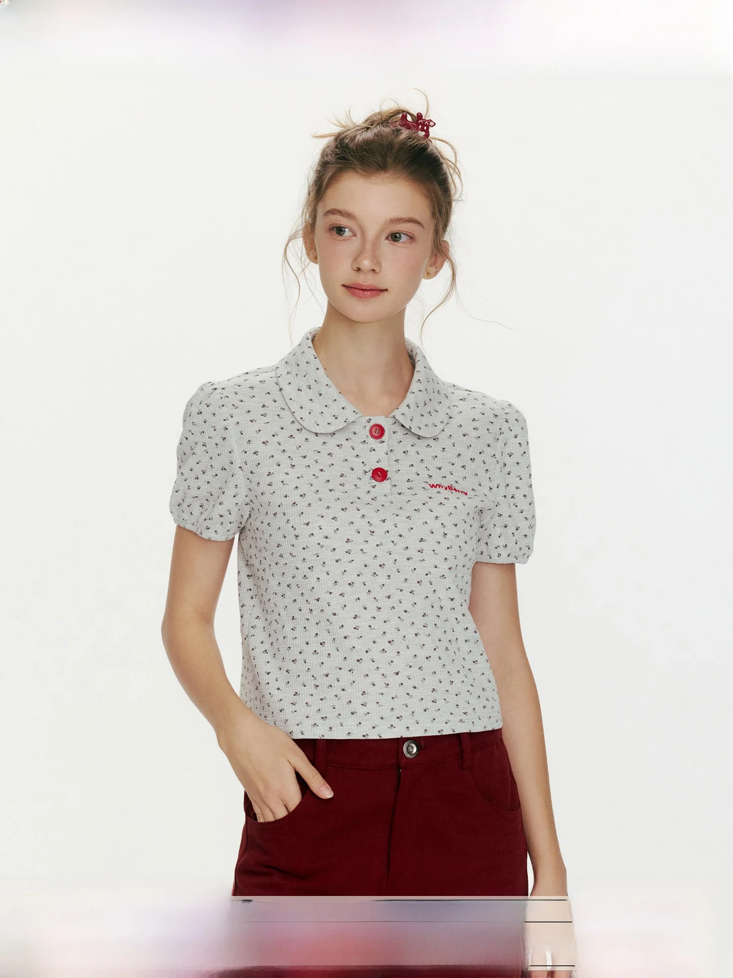 WhyBerry Sweet Korean Style Short Sleeve T-Shirt Floral Print Doll Collar Top for Women Casual Loose Fit Citywalk Summer
WhyBerry Sweet Korean Style Short Sleeve T-Shirt Floral Print Doll Collar Top for Women Casual Loose Fit Citywalk Summer