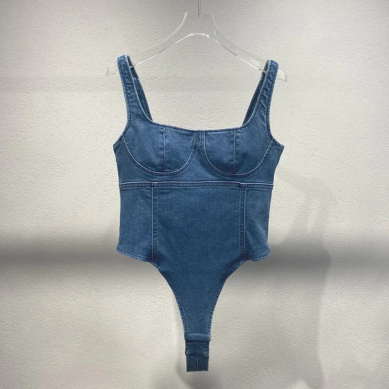 New Wash Denim Onesie Design Spice Girl Vest Top Can Be Worn Outside Halter Dj Dancer Dress
New Wash Denim Onesie Design Spice Girl Vest Top Can Be Worn Outside Halter Dj Dancer Dress