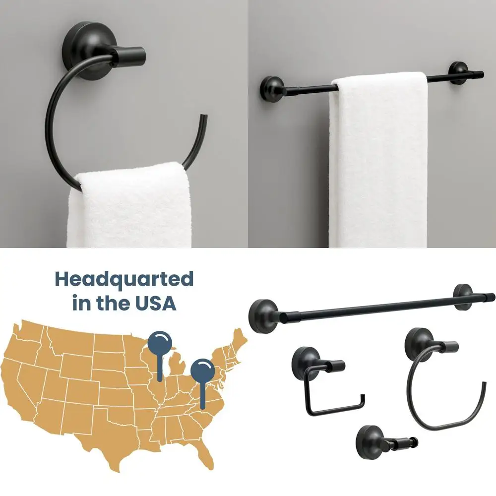 4-Pack Matte Black Bathroom Accessory Set: 24 Towel Bar, Toilet Paper Holder, Hand Towel Rack, Hooks
4-Pack Matte Black Bathroom Accessory Set: 24 Towel Bar, Toilet Paper Holder, Hand Towel Rack, Hooks