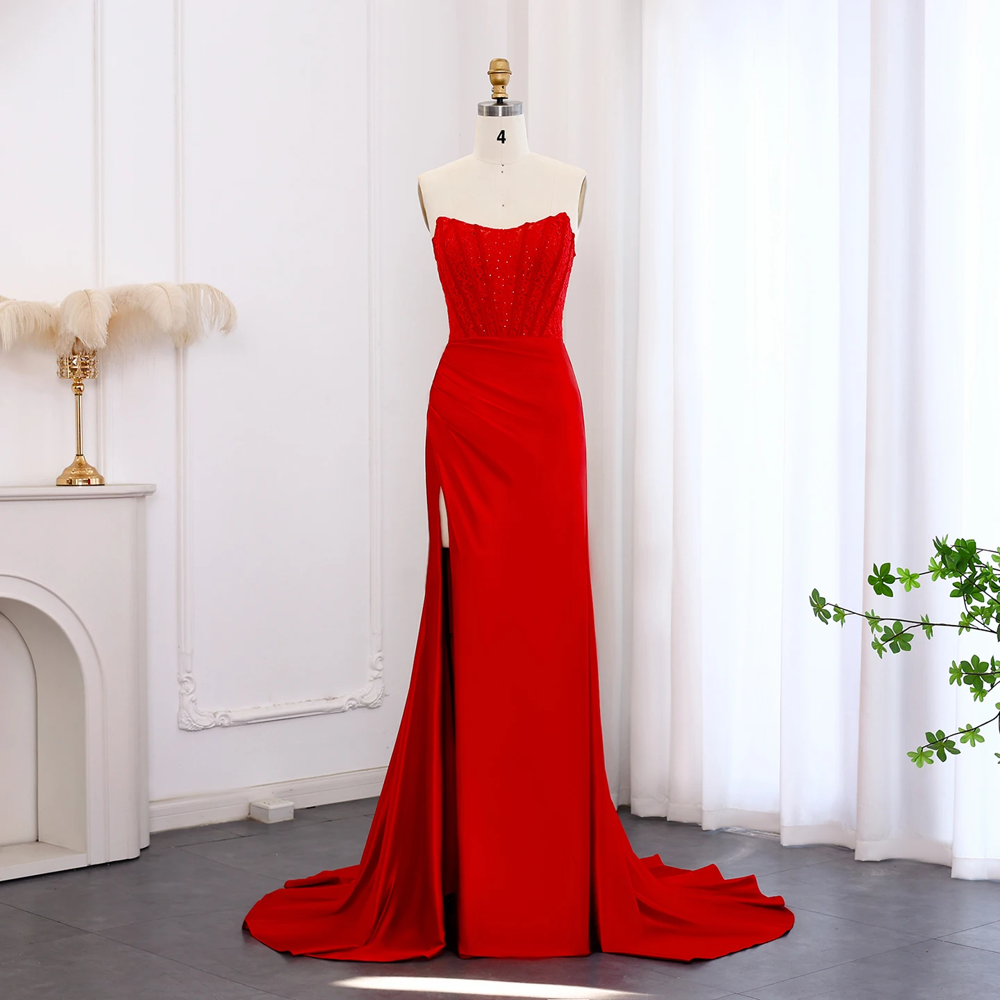 Sharon Said Elegant Strapless Red Corset Crystal Mermaid Prom Dress with Slit Long Lace Evening Party Gowns SH050 Customized
Sharon Said Elegant Strapless Red Corset Crystal Mermaid Prom Dress with Slit Long Lace Evening Party Gowns SH050 Customized