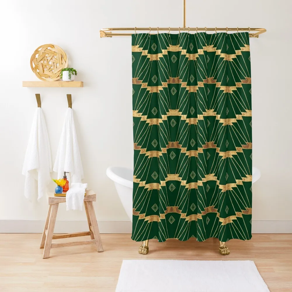 Art Deco Geo // Green Stripe Shower Curtain Bathroom Decor Bathroom Box Waterproof Bath And Anti-Mold Curtain 
Art Deco Geo // Green Stripe Shower Curtain Bathroom Decor Bathroom Box Waterproof Bath And Anti-Mold Curtain