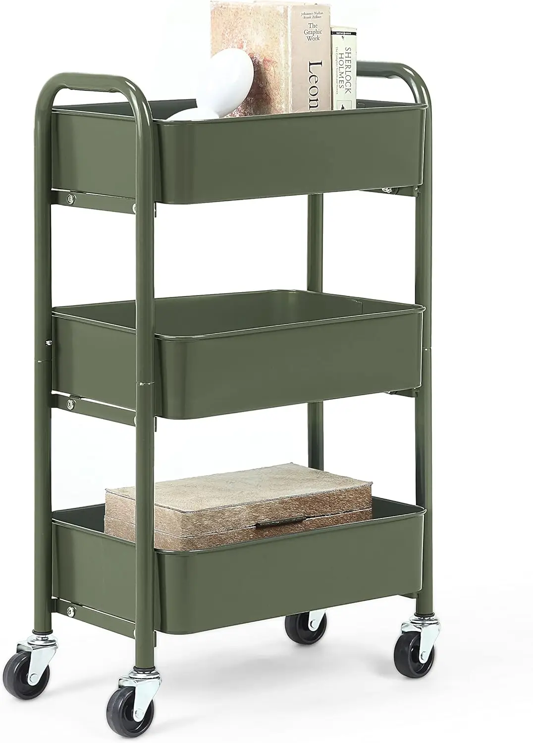 3-Tier Rolling Metal Storage Cart with Wheels - Compact Mobile Organizer for Kitchen/Desk - Army Green (15.35"x10.24"x26.8")
3-Tier Rolling Metal Storage Cart with Wheels - Compact Mobile Organizer for Kitchen/Desk - Army Green (15.35"x10.24"x26.8")