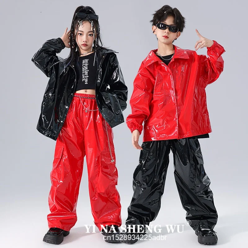 Модная кожаная куртка K-pop для мальчиков, брюки-карго для уличных танцев, уличная одежда в стиле хип-хоп для девочек, детский джазовый блестящий костюм, комплекты одежды
Модная кожаная куртка K-pop для мальчиков, брюки-карго для уличных танцев, уличная одежда в стиле хип-хоп для девочек, детский джазовый блестящий костюм, комплекты одежды