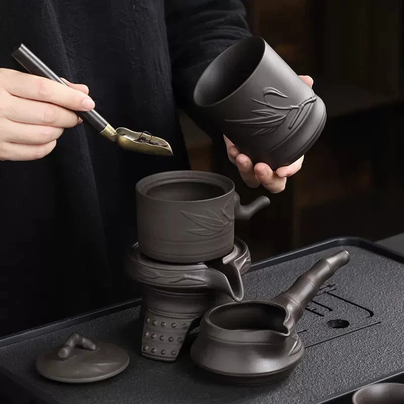 Purple sand automatic tea set stone grinder lazy bubble teapot brewer living room tea tray set household gift box
Purple sand automatic tea set stone grinder lazy bubble teapot brewer living room tea tray set household gift box