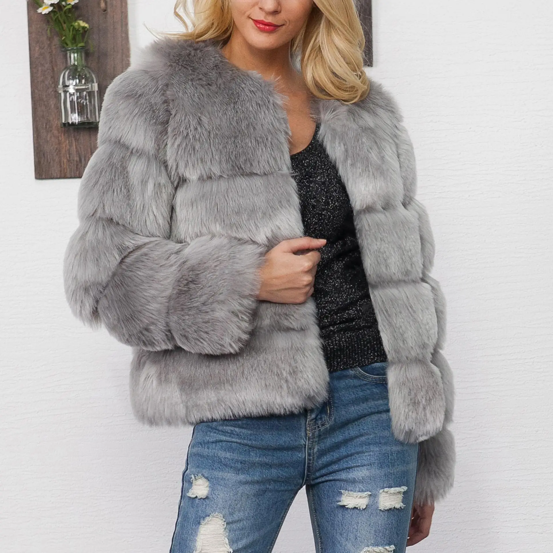 Women's Imitation Top Short Jacket Cheng Juan Fur Collar Long Sleeve round Neck Euro Style Leather Coat Winter Fashion Women
Women's Imitation Top Short Jacket Cheng Juan Fur Collar Long Sleeve round Neck Euro Style Leather Coat Winter Fashion Women