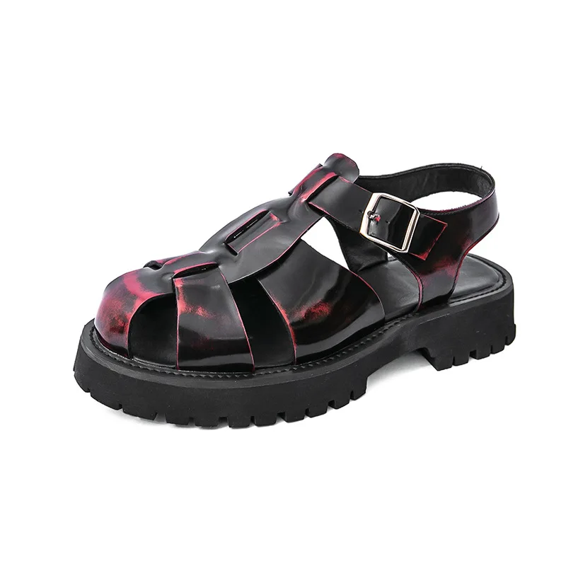 Thick Sole Heightening Sandals Men's Glossy Cowhide Buckle Business Casual British Genuine Leather Summer Rome Sandals for Men
Thick Sole Heightening Sandals Men's Glossy Cowhide Buckle Business Casual British Genuine Leather Summer Rome Sandals for Men