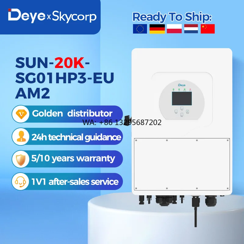 Deye SUN-20K-SG01HP3-EU-AM2 20kw High Voltage Hybrid Inverter Eu deye 20kva Wifi Hybrid Solar Inverter for EU House
Deye SUN-20K-SG01HP3-EU-AM2 20kw High Voltage Hybrid Inverter Eu deye 20kva Wifi Hybrid Solar Inverter for EU House