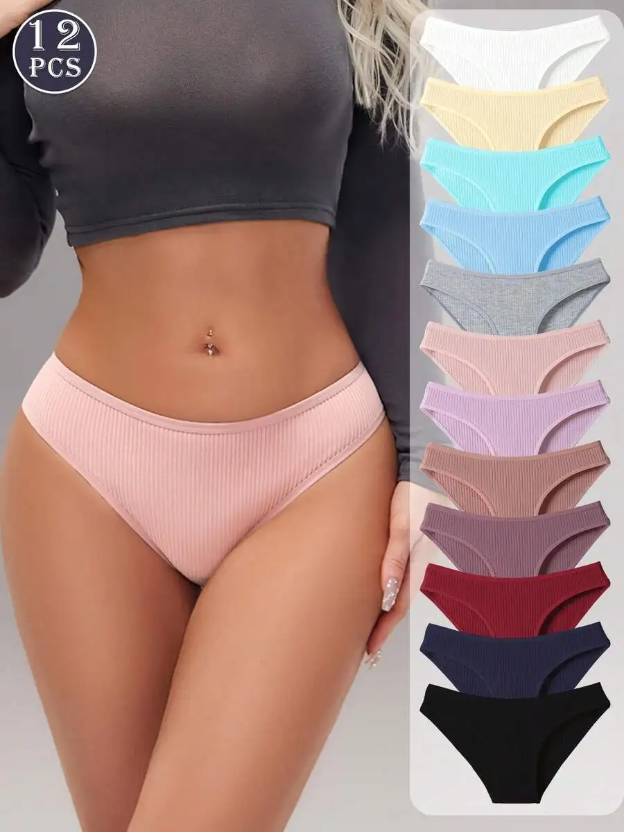 12 Packs Solid Color Ribbed Womens Panties Soft Stretchy Breathable Knitted Underwear S To XXL
12 Packs Solid Color Ribbed Womens Panties Soft Stretchy Breathable Knitted Underwear S To XXL