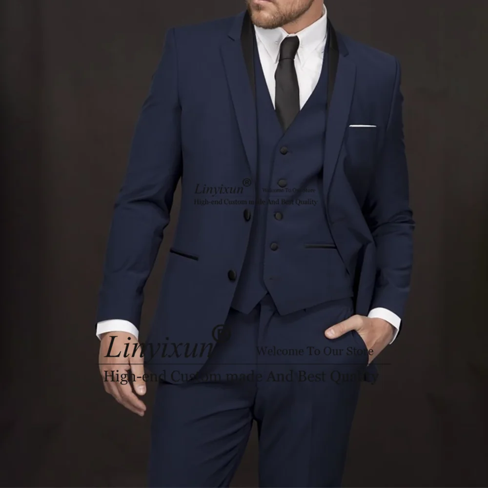Navy Blue Suits For Mens Business Blazer Hombre Wedding Groom Tuxedo Slim Fit Daily 3 Piece Set Jacket Vest Pants Costume Homme
Navy Blue Suits For Mens Business Blazer Hombre Wedding Groom Tuxedo Slim Fit Daily 3 Piece Set Jacket Vest Pants Costume Homme