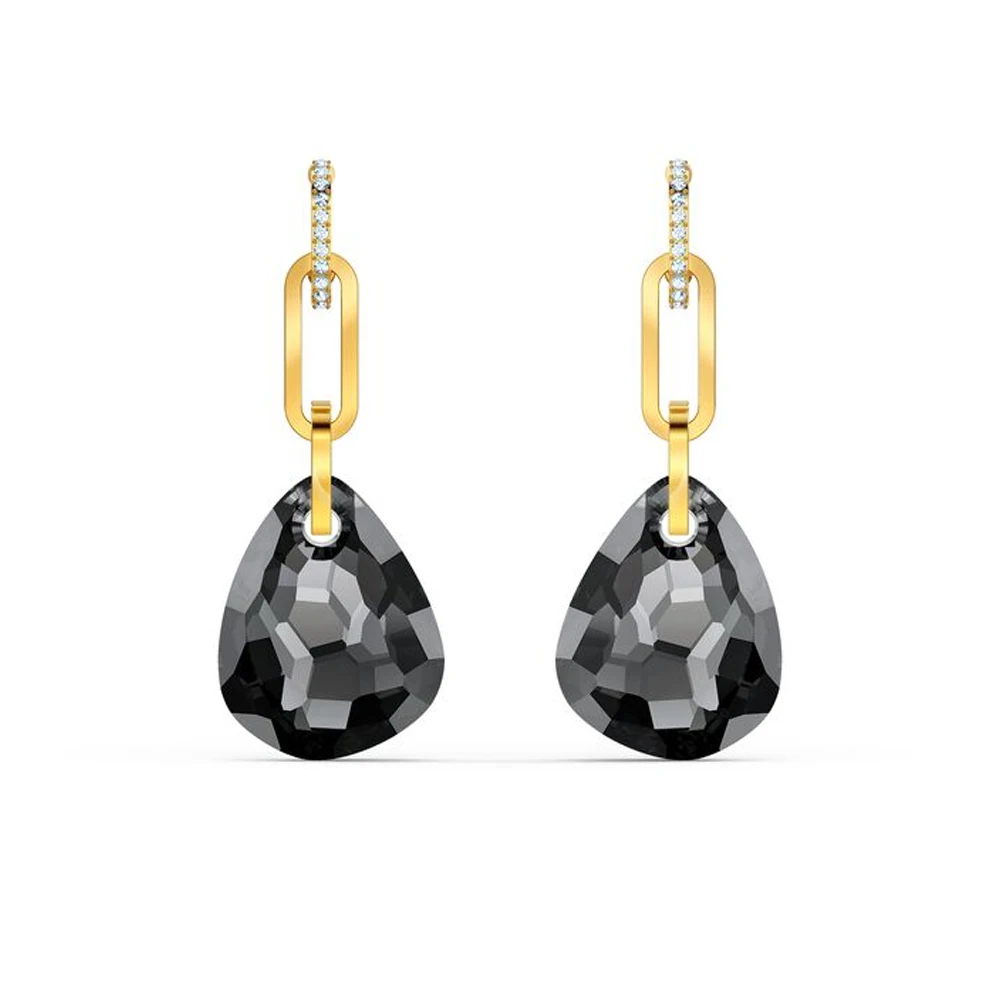 Gold Tone Black Teardrop Crystal Drop Earrings – Chain Link & Pave Accent
Gold Tone Black Teardrop Crystal Drop Earrings – Chain Link & Pave Accent