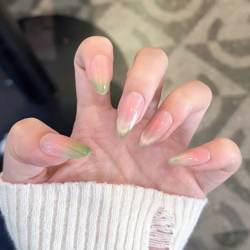 30PCS Green Gradient Handmade Almond Press on Nails Full Cover Simple Nude Color False Nails Acrylic Detachable Glossy Nail Tips
30PCS Green Gradient Handmade Almond Press on Nails Full Cover Simple Nude Color False Nails Acrylic Detachable Glossy Nail Tips