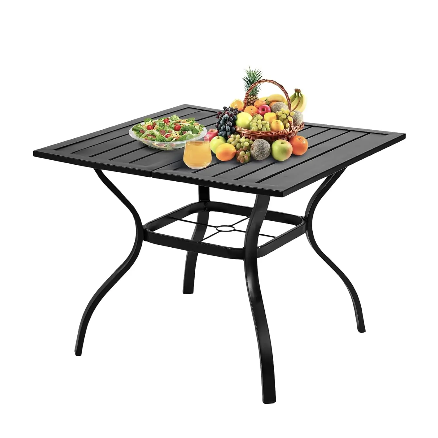36" Square Metal Patio Dining Table with Umbrella Hole All-Weather Steel Lawn Garden Backyard, Customized
36" Square Metal Patio Dining Table with Umbrella Hole All-Weather Steel Lawn Garden Backyard, Customized