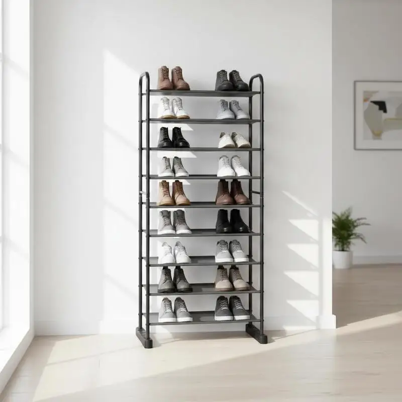 10-Tier Free-Standing Metal Frame Shoe Rack
10-Tier Free-Standing Metal Frame Shoe Rack