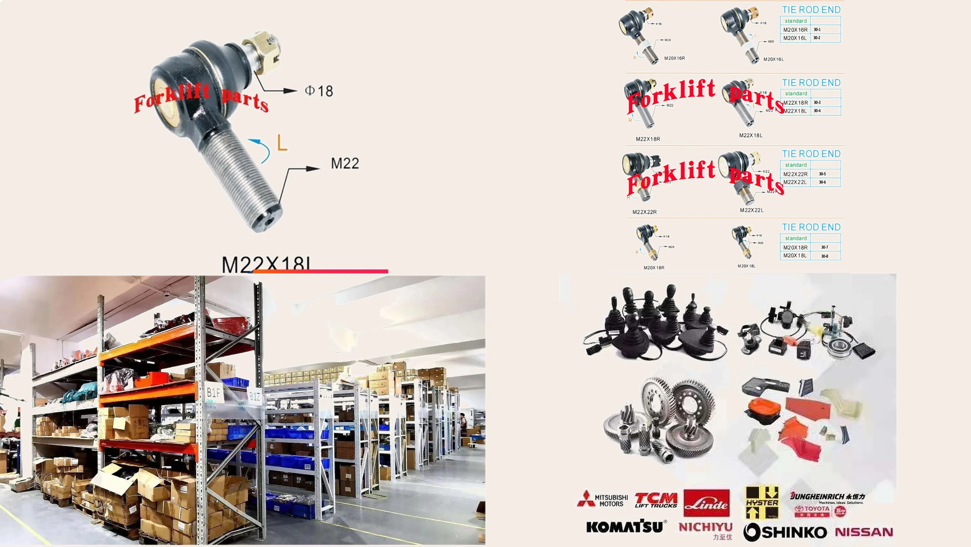 Forklift Tie Rod End Assembly for NICHIYU FB10/15/18-70/72/75 M22*18 LH OEM 31230-00010
Forklift Tie Rod End Assembly for NICHIYU FB10/15/18-70/72/75 M22*18 LH OEM 31230-00010