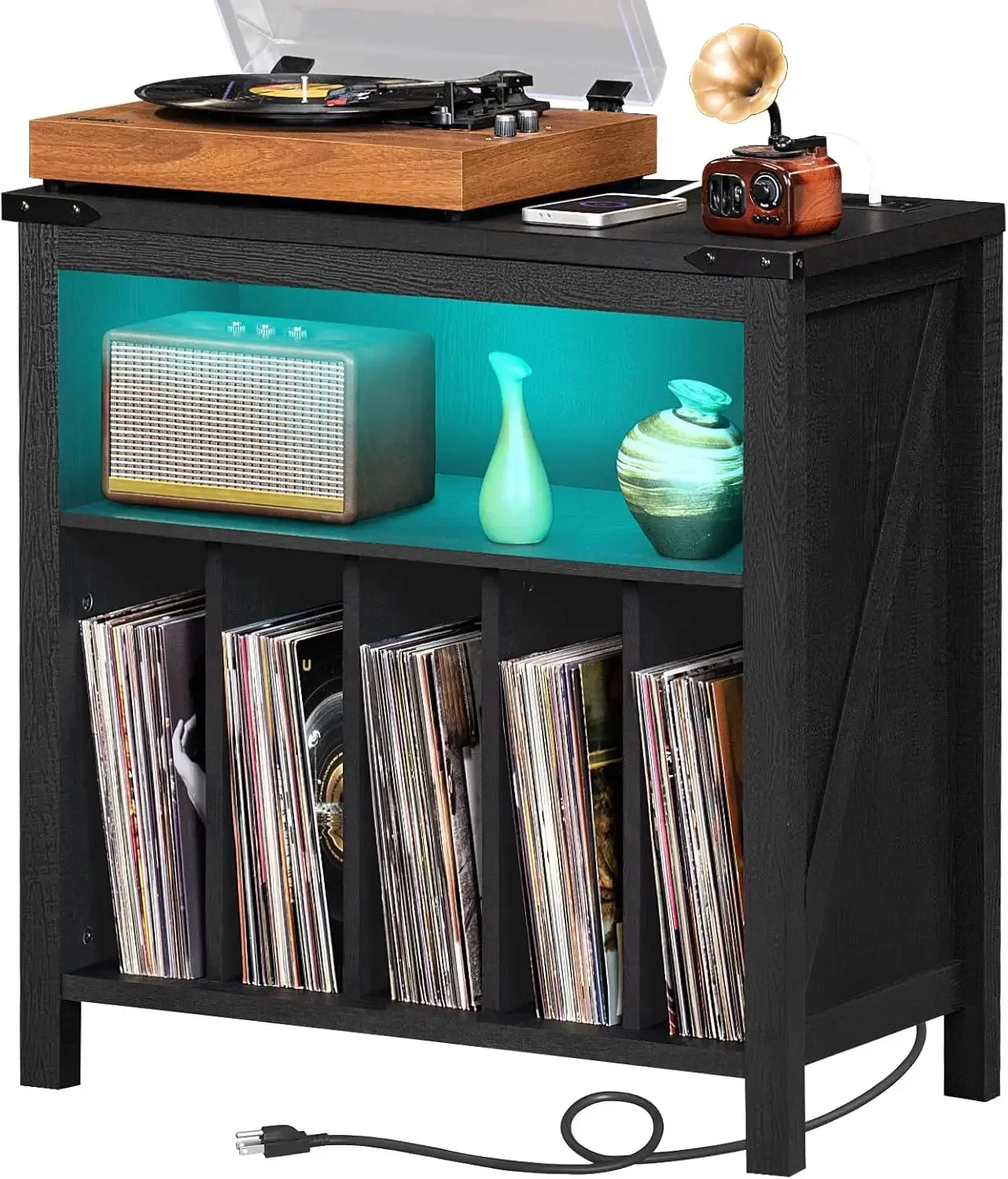 Large Record Player Stand with Charging Station & LED Lights, Black Vinyl Record Storage Holder Holds up to 230 Albums, Turntabl
Large Record Player Stand with Charging Station & LED Lights, Black Vinyl Record Storage Holder Holds up to 230 Albums, Turntabl