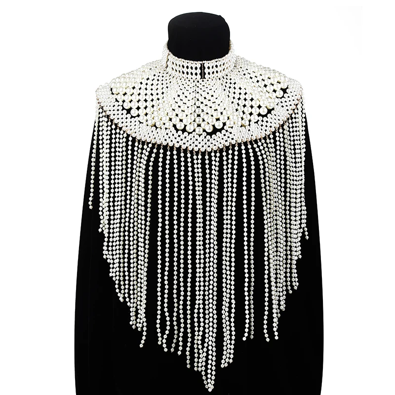 Hazem Story ashion tassel design Pearl shoulder chain big size necklace pearl-body-chain for women jewelry wedding dress
Hazem Story ashion tassel design Pearl shoulder chain big size necklace pearl-body-chain for women jewelry wedding dress
