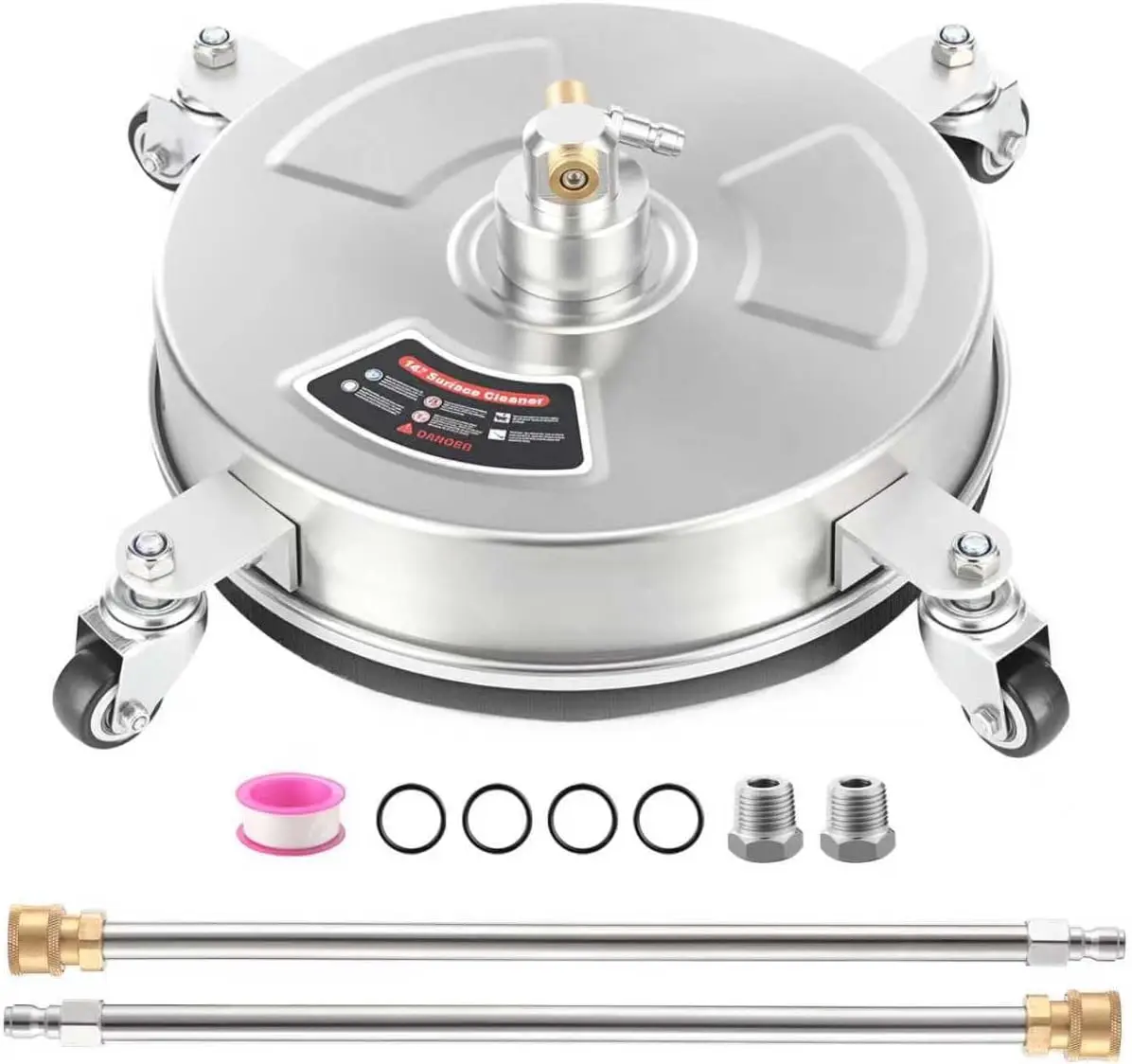 14' Stainless Steel Pressure Washer Surface Cleaner with 4 Wheels for Concrete, Patio, Deck & Driveway Cleaning
14' Stainless Steel Pressure Washer Surface Cleaner with 4 Wheels for Concrete, Patio, Deck & Driveway Cleaning