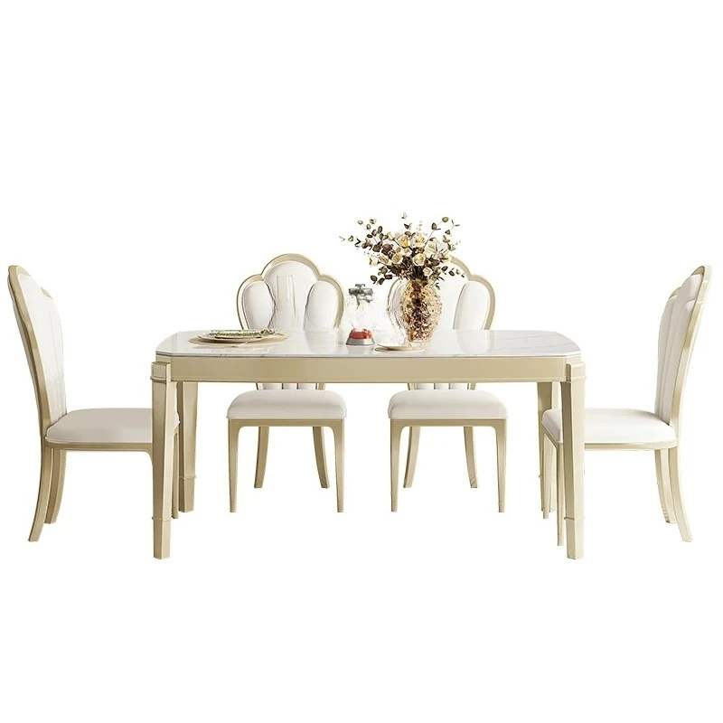 American rectangular rock slab, French all-solid wood modern simple dining table and chair combination, dining table
American rectangular rock slab, French all-solid wood modern simple dining table and chair combination, dining table
