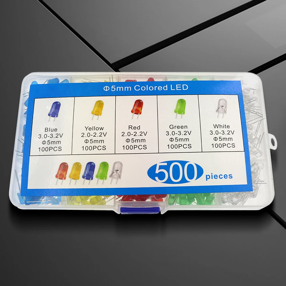 500Pcs Luminous Diode Kit Red Yellow Blue Green White 5MM Light Emitting Diode Set 100Pcs/Color Luminous Diode Assorted Kit LED
500Pcs Luminous Diode Kit Red Yellow Blue Green White 5MM Light Emitting Diode Set 100Pcs/Color Luminous Diode Assorted Kit LED