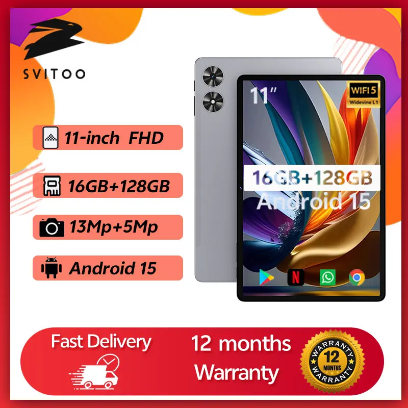 SVITOO 2025 Tablet Android 15 11-inch 16GB RAM 128GB ROM Octa-Core T606 8000mAh Battery Type-C Widevine L1 Android Tablets
SVITOO 2025 Tablet Android 15 11-inch 16GB RAM 128GB ROM Octa-Core T606 8000mAh Battery Type-C Widevine L1 Android Tablets