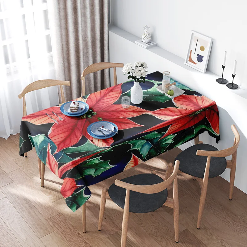 Vibrant Floral Tablecloth Unique Printed Polyester Dining Cover for Home Decor Blue Poinsettia Design
Vibrant Floral Tablecloth Unique Printed Polyester Dining Cover for Home Decor Blue Poinsettia Design