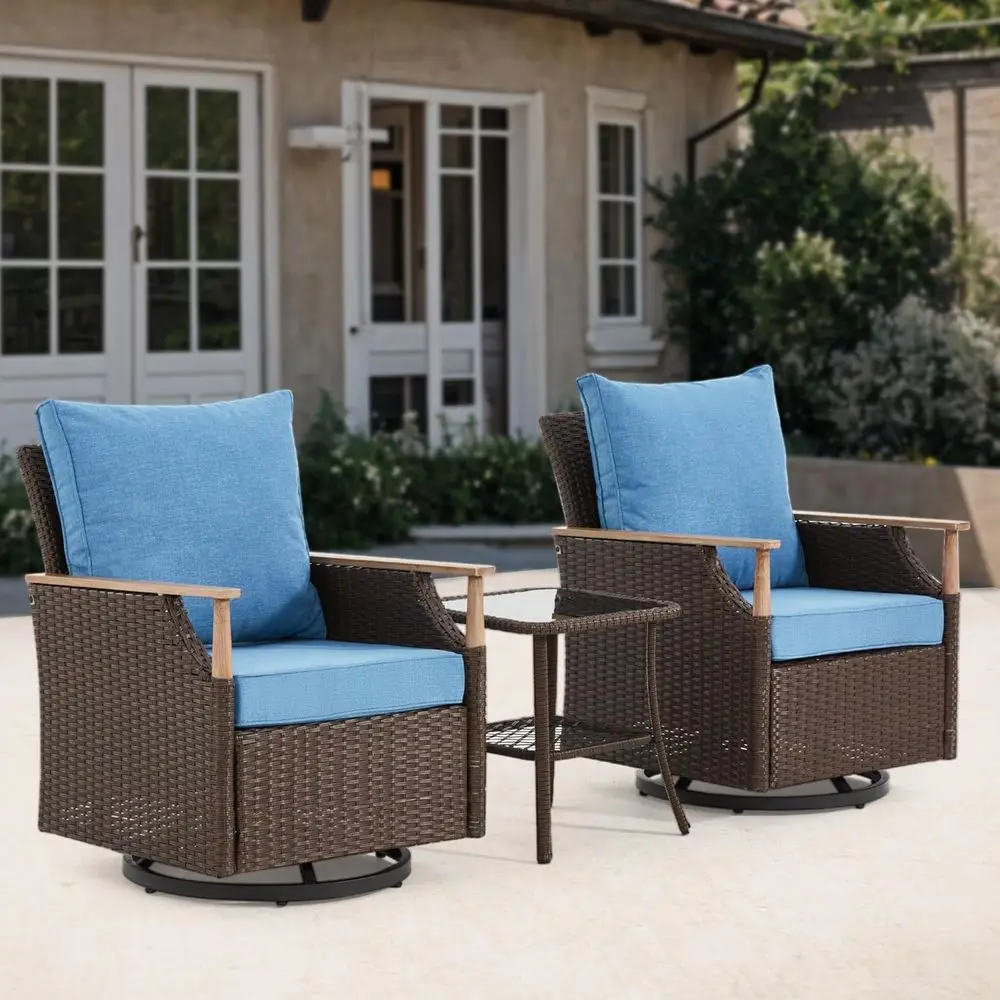 All-Weather Wicker Swivel Glider Patio Furniture Set with Side Table and Cushions
All-Weather Wicker Swivel Glider Patio Furniture Set with Side Table and Cushions