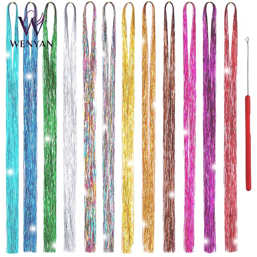 16Colors Shiny Hair Tinsel Strands Kit 36"Synthetic Hair Glitter Extensions For Girls For Christmas New Year Cosplay Party
16Colors Shiny Hair Tinsel Strands Kit 36"Synthetic Hair Glitter Extensions For Girls For Christmas New Year Cosplay Party