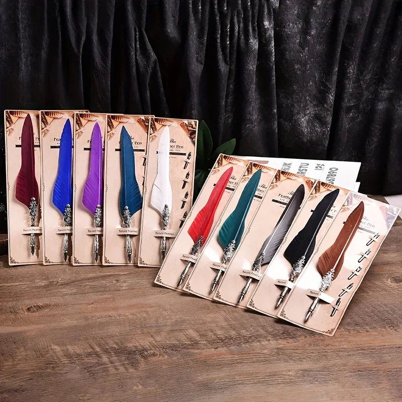 Creative Feather Pen Metal Signature Pen Dipped in Water Pen Business Pen Feather Pen Girl Heart Practice Calligraphy Gift
Creative Feather Pen Metal Signature Pen Dipped in Water Pen Business Pen Feather Pen Girl Heart Practice Calligraphy Gift