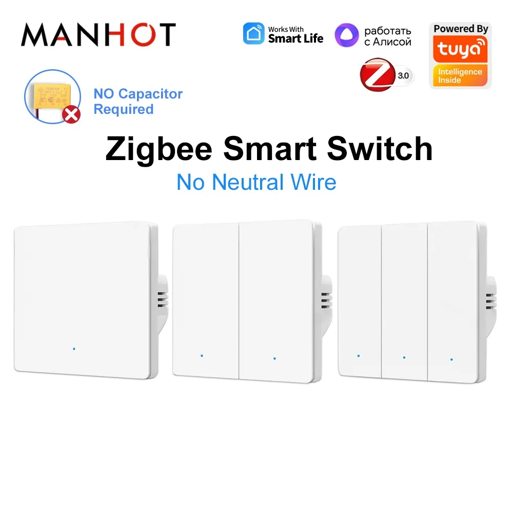 Zigbee 3.0 Smart Life EU Push Button Light Switch No Neutral Wire No Capacitor Need Support Alexa Google Home Yandex Alice
Zigbee 3.0 Smart Life EU Push Button Light Switch No Neutral Wire No Capacitor Need Support Alexa Google Home Yandex Alice