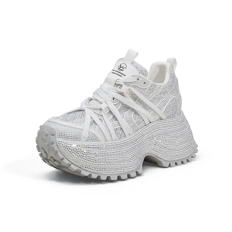 Women's Bling Rhinestone Dad Shoes New 2026 Spring Mesh Breathable Chunky Sneakers Lace-Up 9CM Heels Casual Sports Walking Shoes
Women's Bling Rhinestone Dad Shoes New 2026 Spring Mesh Breathable Chunky Sneakers Lace-Up 9CM Heels Casual Sports Walking Shoes