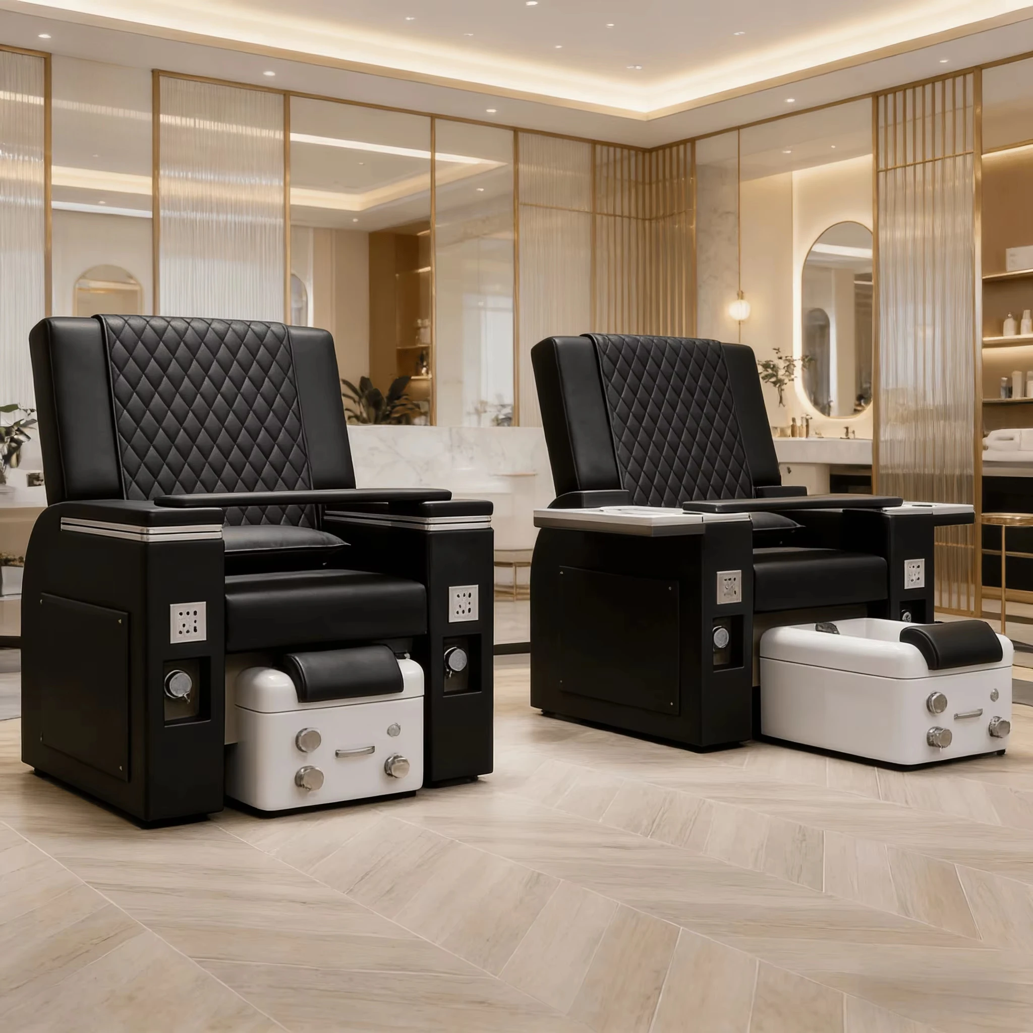 New Design Electric Pedicure Chair Ceramic Basin Massage Recliner with Light Surfing Function Pedicure Sofa Chair for Nail Salon
New Design Electric Pedicure Chair Ceramic Basin Massage Recliner with Light Surfing Function Pedicure Sofa Chair for Nail Salon
