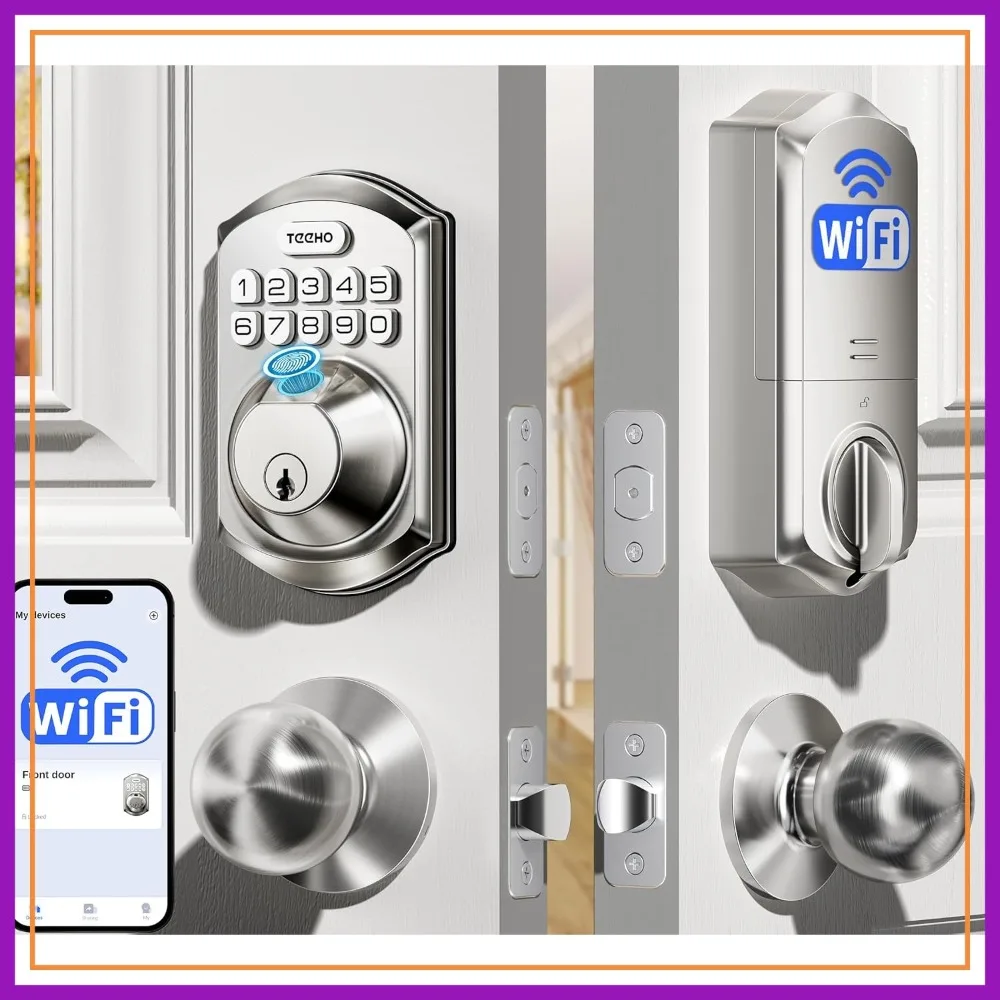 Smart WiFi Keyless Entry Door Lock with Handle, Fingerprint, Keypad, Remote Control, Works with Alexa & Google, Electronic Deadbolt for Front Door
Smart WiFi Keyless Entry Door Lock with Handle, Fingerprint, Keypad, Remote Control, Works with Alexa & Google, Electronic Deadbolt for Front Door
