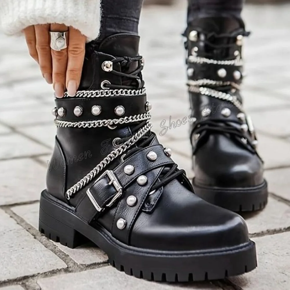 Black Rivet Decor Buckle Decor Boots Thick Heel Matte Leather High Heel Shoes for Women Heels 2024 New Zapatos Para Mujere
Black Rivet Decor Buckle Decor Boots Thick Heel Matte Leather High Heel Shoes for Women Heels 2024 New Zapatos Para Mujere